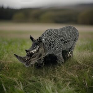 Mid-Century Resin African Rhino Sculpture A Symbol Of Strength 2.6 LBS